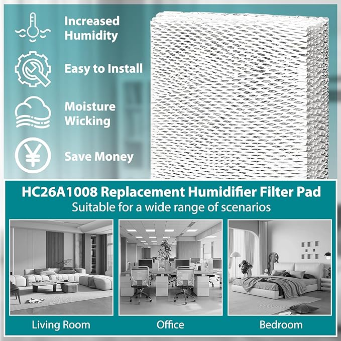 HASMX Humidifier Filter Replacement for Aprilaire Model 600 Humidifier Water Pad Filter 10" x 13" x 1-5/8" (1-Pack) - AquaVibe