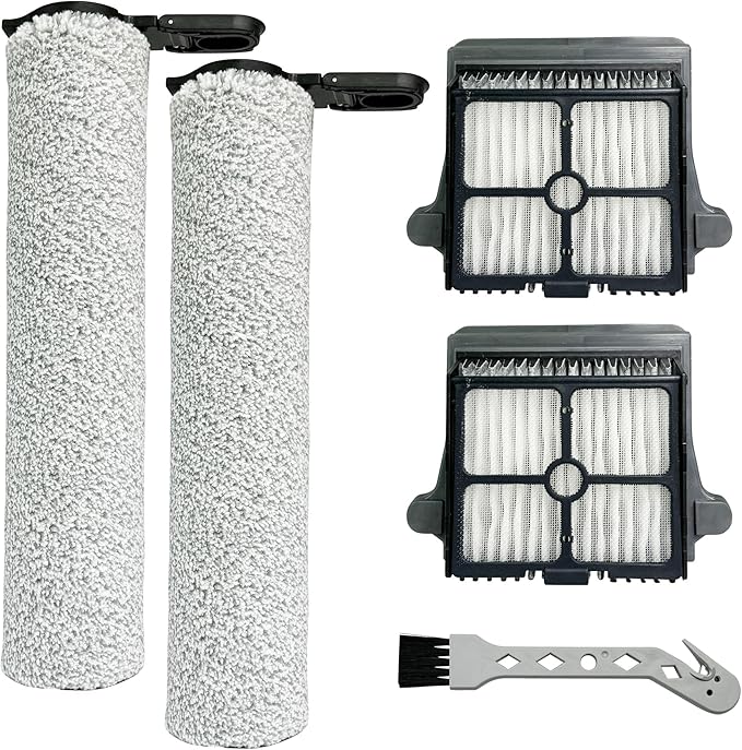 S7 Steam Brush Rollers and Filters, Replacement Parts for Tineco Floor ONE S7 Steam Cordless Wet Dry Vacuum Steam Mop All-in-One, 2 Pack Brush Rolls & HEPA Filters + 1 Pack Cleaning Tool - AquaVibe