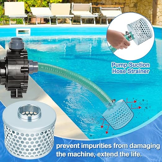 3” Pump Suction Hose Strainer, Round Hole Steel Basket Water Suction Filter, Carbon Steel Plated, with NPT Female Thread (3 inch)
