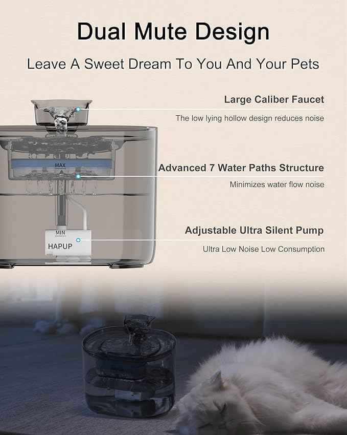 Cat Fountain Kitty Spout Cat Water Fountain for Cats Inside 2.2L/73Oz Automatic Pet Water Fountain Quiet Cat Fountains for Drinking Water Fountains for Cats Indoor Filters Included
