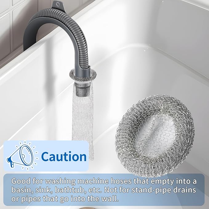 24 Pieces Lint Traps Stainless Steel Washing Machine Lint Snare Traps Laundry Mesh Washer Hose Filter with 24 pcs Cable Ties - AquaVibe