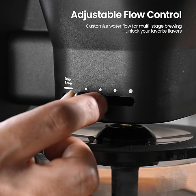 Kismile 8 Cup Drip Coffee Maker Machine, Pour Over Coffee Brew with 3s Instant Heat 197-205℉, Removable Water Tank, Adjustable Flow Control, Deep Cold Brew & Keep Warm 40 Min(Light Grey)
