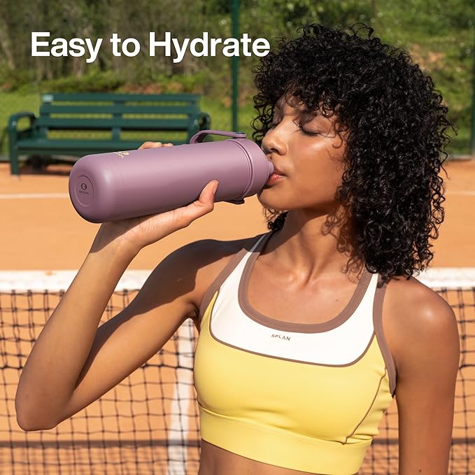 ENCOOL Insulated Water Bottle with Straw Stainless Steel Water Bottle, Leak-Proof, BPA-Free, Double Wall Vacuum Keeps Cold for 24 Hours for Sports, Travel, School (26 oz, Mountbatten Pink)