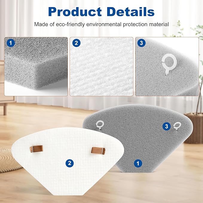 4 Pack IP3251 IP3252 IP3124 Auto Empty Dock Pre Motor Exhaust Foam Felt Filter Assemblies compatible with Shark Cordless PowerDetect Clean Empty Lightweight Stick Vacuum Auto Empty System, XAFFIP3251 - AquaVibe