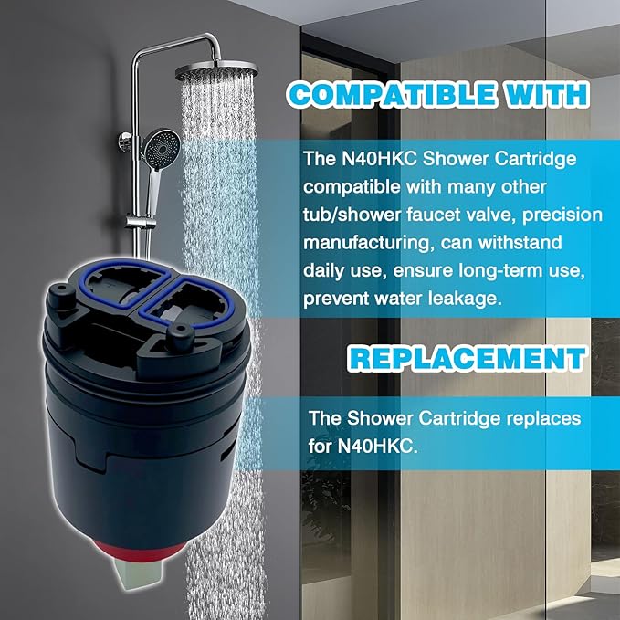 N40HKC Shower Cartridge 40mm Faucet Cartridge Replacement Compatible With Many Other Tub/Shower Faucet, for Shower Valve 1 PCS
