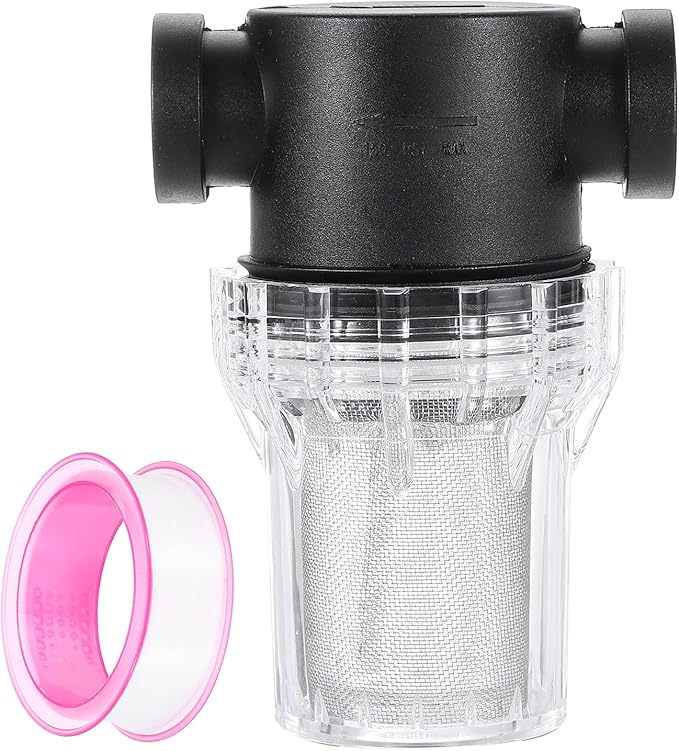 uxcell Pressure Washer Filter 1/2" NPT Female Thread, Inline Mesh Strainer Attachment, Stainless Steel Screen with Sealant Tape for Outdoor Gardening Inlet Water (Size:40 Mesh) - AquaVibe