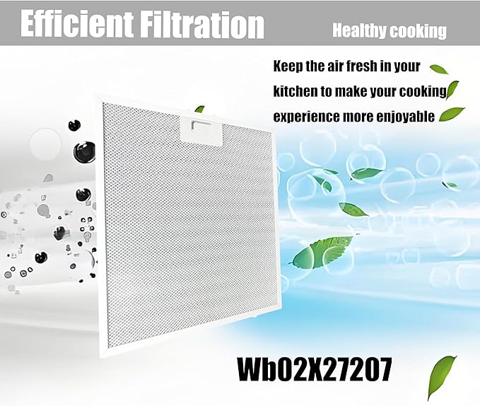 WB02X27207 Range Hood Grease Filters Compatible with GE Extractor Hood JVX5300BJ1TS JVX5300DJ1BB Replace 4463981 AP6039217 PS11771771 EAP11771771 Efficient Kitchen Air Quality Solutions(2 PCS) - AquaVibe