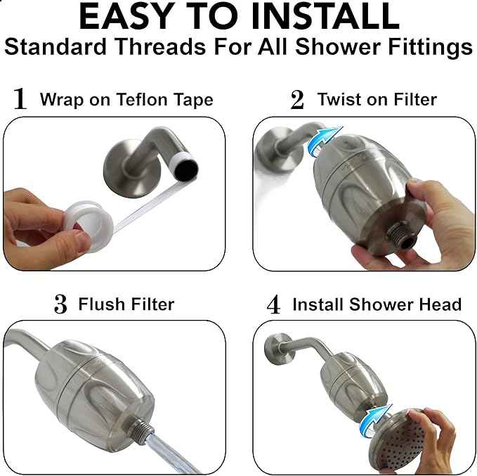 Aqua Elegante 16-Stage Shower Filter - Universal Showerhead Water Filters To Remove Chlorine + Hard Minerals - Bath Purifier And Best Filtered Softener System With Activated Charcoal - Brushed Nickel