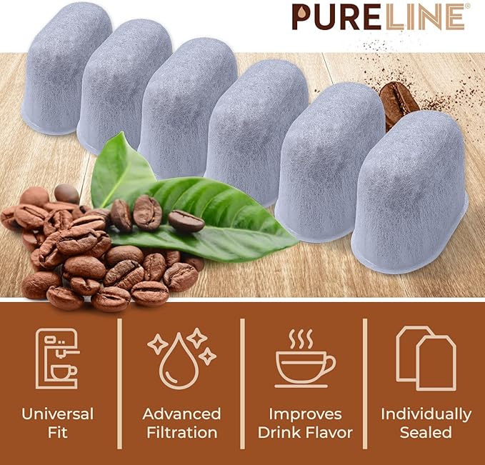 Cuisinart® Coffee Filter Replacement - 12 Pack Cuisinart® Coffee Maker Water Filter by Pureline - Charcoal Water Filter - for all Cuisinart Coffee Machines - AquaVibe