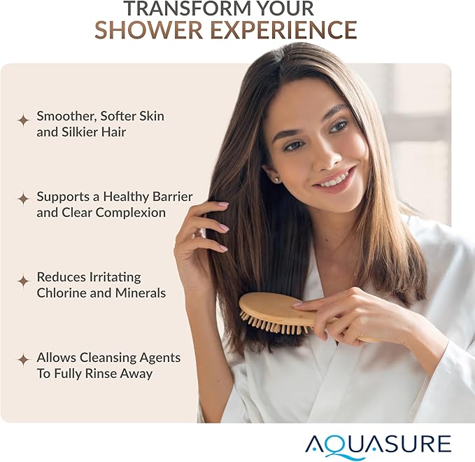 Aquasure 10,000 Gallons High Capacity Shower Filter For Healthier Hair, Skin & Nails | Improves Dry Itchy Skin, Reduce Dandruff, Eczema, Protect Colored Hair (White) - AquaVibe