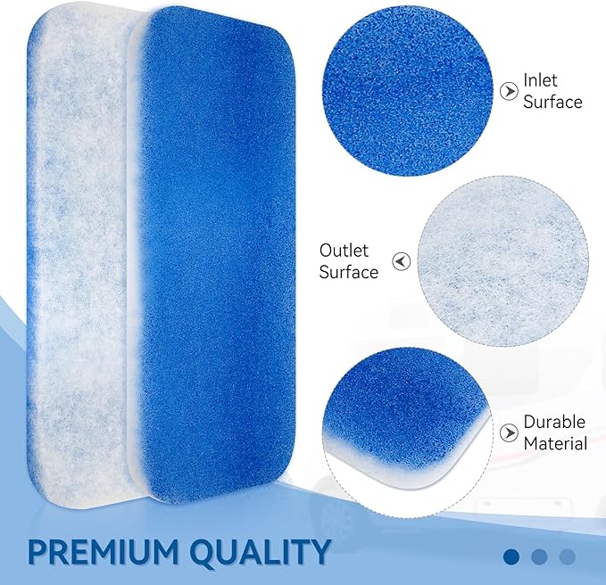 12.875” x 5.5” RV AC Air Filter Replacement Compatible with Entegra Luxury Fifth Wheel Air Conditioner - 4 Pack Air Conditioning Unit RV Foam Pad for Camper Vent MERV 6 AC 160g Filter, Blue - AquaVibe