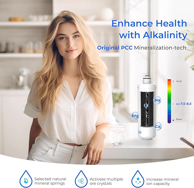 Waterdrop WD-ALK16-RF Filter, NSF/ANSI 372 Certified, Replacement for WD-ALK16 𝐀𝐥𝐤𝐚𝐥𝐢𝐧𝐞 Water Filter System, 12-month Lifetime