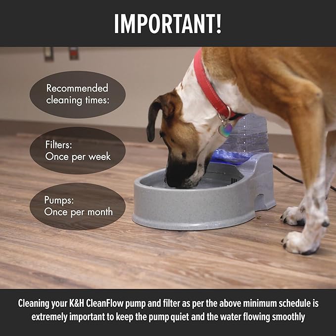 K&H Pet Products CleanFlow Filtered Water Bowl for Dogs Granite Medium 1.4 Gallon Bowl + 1 Gallon Reservoir