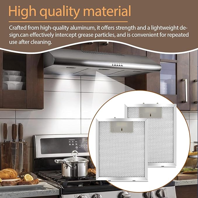W10915369 Range Hood Filter 8.75 X 7.5 Inch Compatible with Whirlpool, Jenn Air, Kitchen Aid, Aluminum Mesh Grease Filter (2PCS)