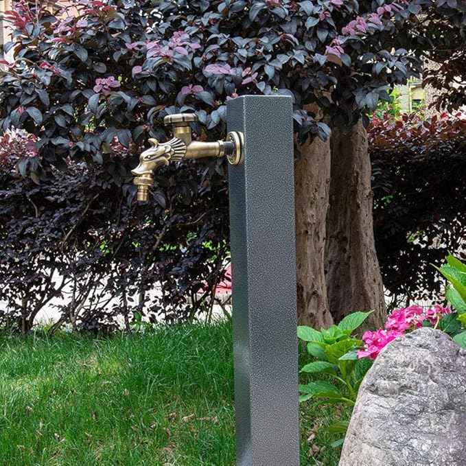 304 Stainless Steel Freestanding Garden Water Column with Faucet Anti Freezing Outdoor Water Tap for Courtyard Backyard Irrigation and Washing Floor Mounted Post with Mou