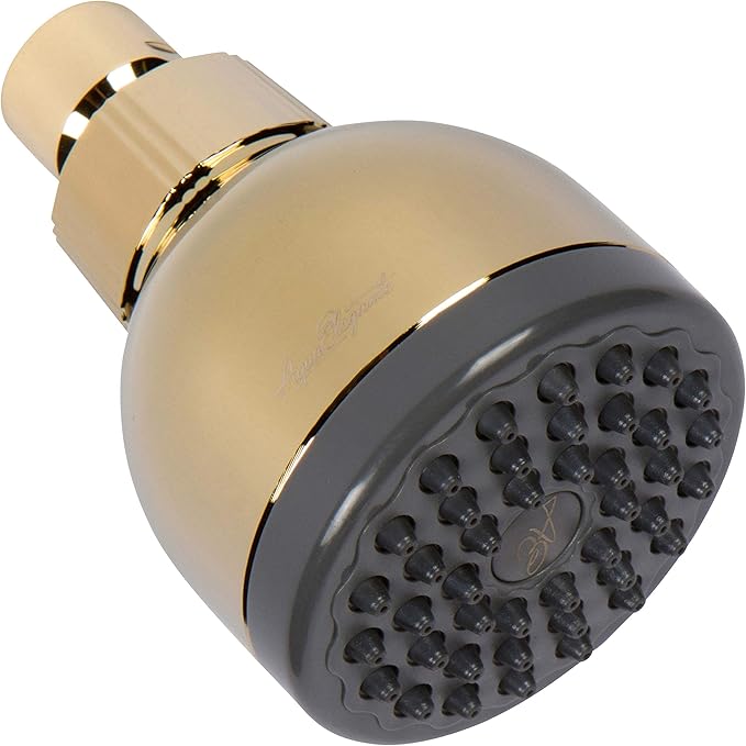 Aqua Elegante Low Water Pressure Shower Heads - Best High Pressure Boosting Wall Mount Showerhead - Indoor And Outdoor Modern Bath Spa Head, 1.8 GPM - Polished Brass & California Certified - AquaVibe