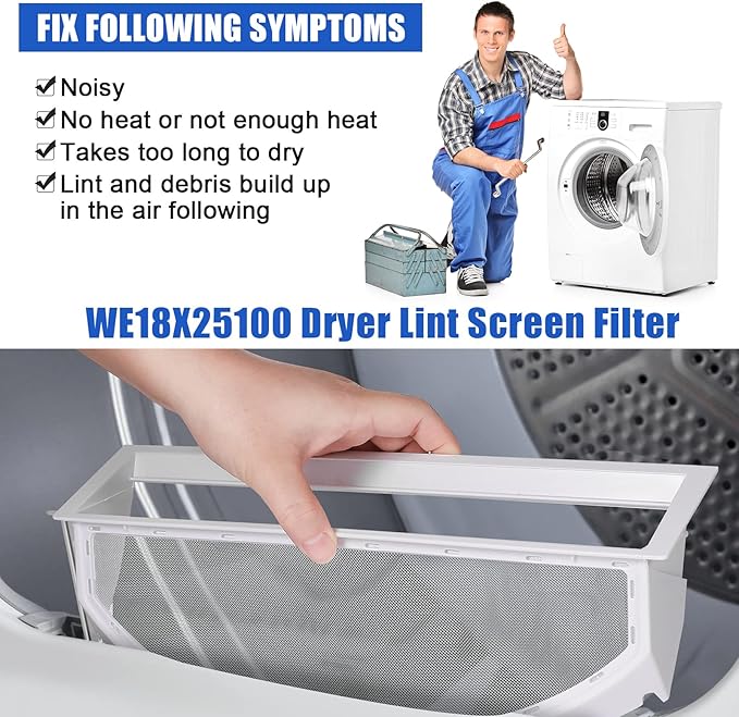 WE18X25100 Dryer Lint Screen Filter Replacement Part by FreeCat,Compatible with GE & Hotpoint Dryer-Replaces WE18M19 WE18M28 WE18M25 AP6037511 PS11767017 DE5100