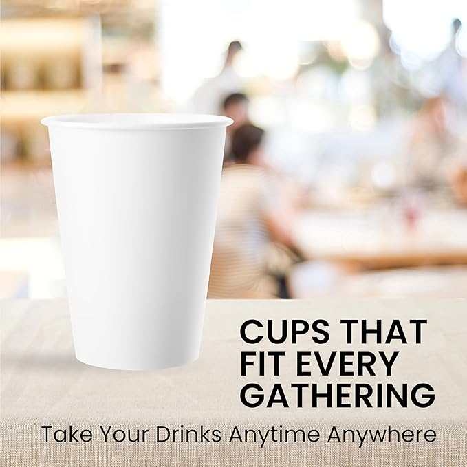 12 oz[500 count] White Coffee Cups - Disposable Paper Cups for Hot and Cold Beverages - Water, Juice, or Tea, Compostable and Travel-Friendly For Home, Store and Cafe(300 g)