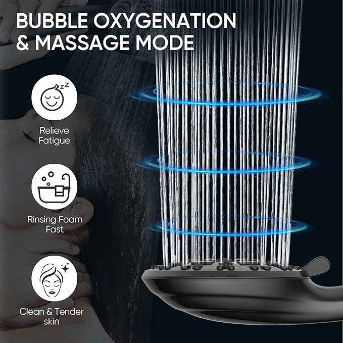 Cobbe 8 Functions Shower Head with handheld, High Pressure Shower Head Set with Hose Adjustable Bracket Rubber Washers (Matte Black)