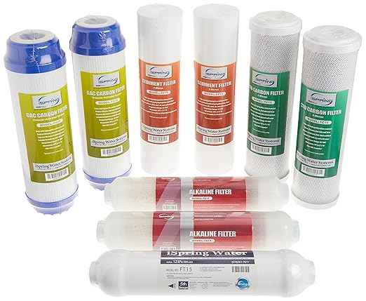 iSpring RCC7P-AK 6-Stage Reverse Osmosis System Under Sink, pH+, 75 GPD, RO Drinking Water Filtration System & F9K 1-Year Reverse Osmosis Water Filter Replacement Cartridge Pack Set, White