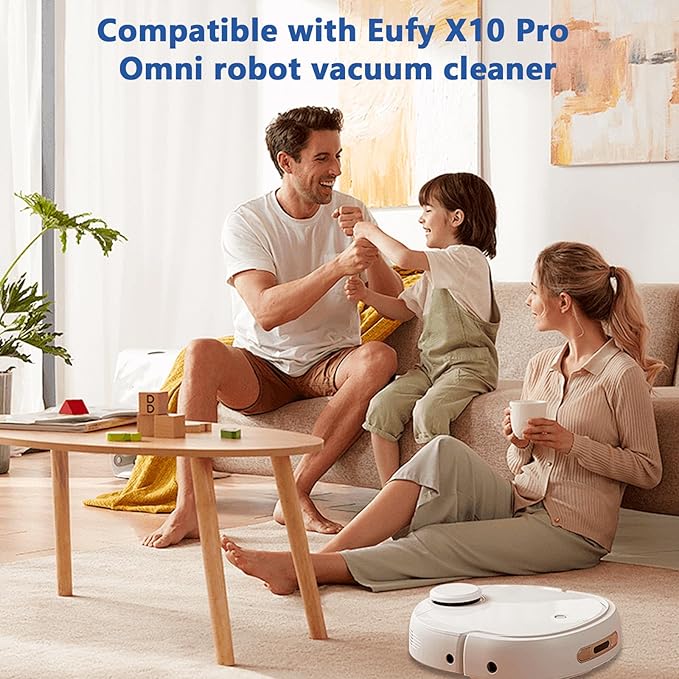 24 Pack X10 Pro Omni Replacement Accessories Kit for Eufy X10 Pro Omni Robot Vacuum Cleaner, 2 Main Brushes 4 Hepa Filter 4 Mop Pads 6 Dust Bags 6 Side Brushes 1 Screwdriver 1 Cleaning Brush - AquaVibe