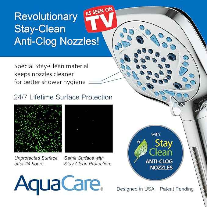 6-way High Pressure 82 Spray Mode Filtered Showerhead Combo - Handheld Shower Head Filters Chlorine to Heal Dry Skin, Revive Hair - Dual Power Wash Cleans Tub, Tile, Pets - Hard Water Softener, Chrome