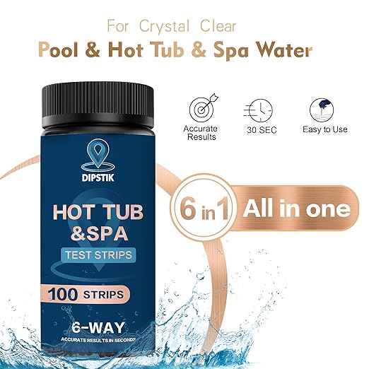 Pool & Spa Test Strips - 6 in 1 Water Test for pH, Hardness, Bromine, Chlorine, 100 Counts