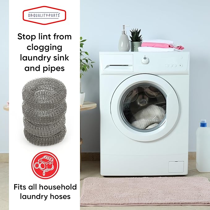 Washing Machine Lint Trap – Stainless Steel Hose Filter, Mesh Drain Catcher, Washer Sock Lint Remover, Rust-Free Snare Laundry Filter with Nylon Cable Ties, 29cmx6.5cm – 12-Pack - AquaVibe