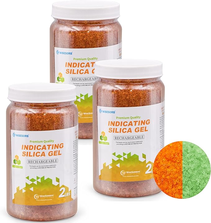 Silica Gel 6LBS, Indicating Silica Beads (Orange to Green), Reusable Silica Gel Desiccant Dehumidifier