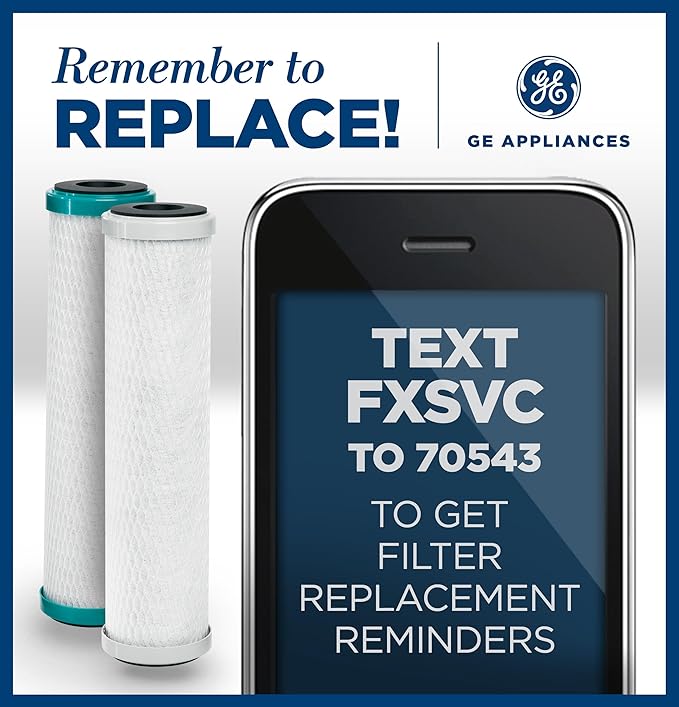 GE FXSVC Under Sink Water Filter, Replacement for Water Filtration System, Twice-Filtered Water, Reduces Sediment & Other Impurities from Water, Replace Every 6 Months, 2 Filters