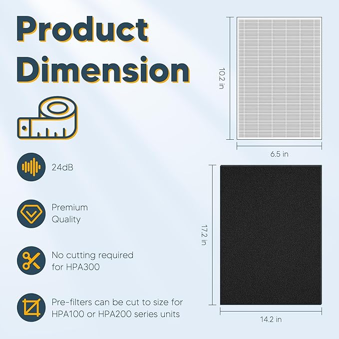 Improvedhand HPA300 Filter Replacement for Honey-Well & Replacement Filter R Compatible with HPA300 HPA304 HPA5300 HPA8350 HPA300VP (6 True H13 Filters)