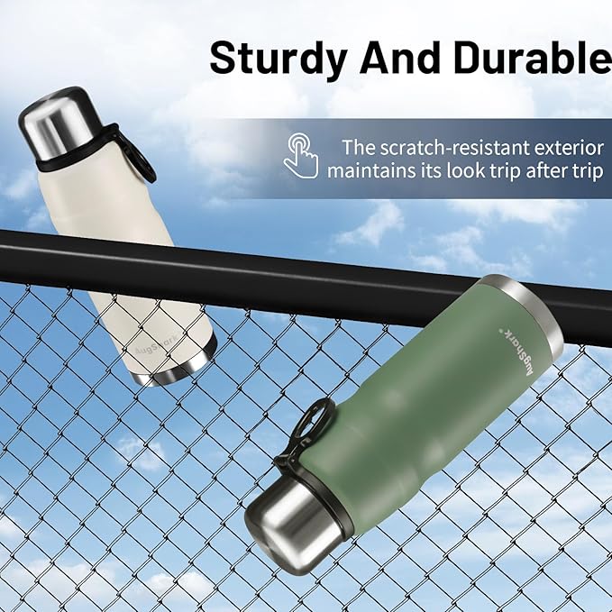 27oz Stainless Steel Insulated Water Bottle Travel Coffee Cup with Lid Leak Proof Metal Water Bottle for Hot and Cold Drink Water Flask (White)