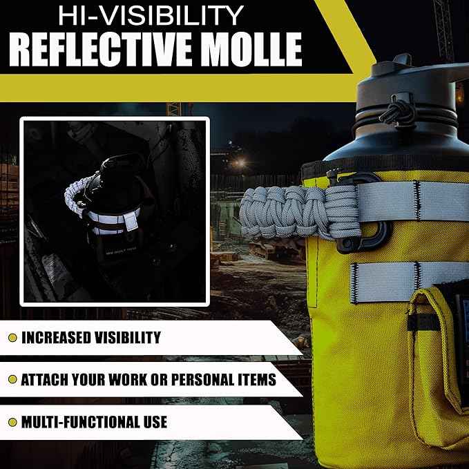 Iron Infidel Workforce Water Bottle - 64 oz Insulated Stainless Steel | Half Gallon Vacuum Water Jug | Paracord Handle, Removable Sleeve | Large Thermal Flask | Hiking, Camping, Workouts (Yellow)