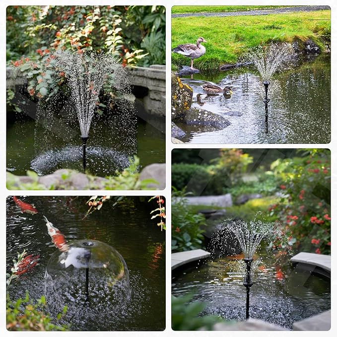 NFESOLAR Solar Fountain Pump with Pond Filter, 50W All-in-one Solar Powered Filter Fountain with 580 GPH Submersible Pump for Outdoor Ponds, Fish Tank, Pool, Garden Waterscape N3305