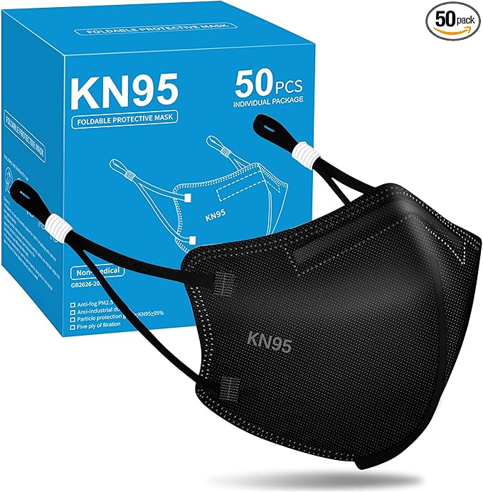 Funight Kids KN95 Masks for Children, 50 Packs 5 Layers Breathable, Disposable Masks With Adjustable Buckle for Boys Girls - AquaVibe