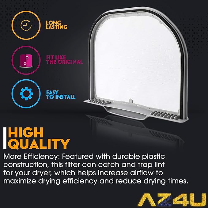 Dryer Lint Filter Screen Trap Replaces For LG DLEY1201W DLEY1201V DLEY1701V DLEY1701VE DLEY1901KE DLEY1901WE DLE7100W DLE7200VE DLE7050V DLE7200WE DLEY1701W DLEY1701WE DLEX6001V DLEX5780WE DLGX6002W - AquaVibe