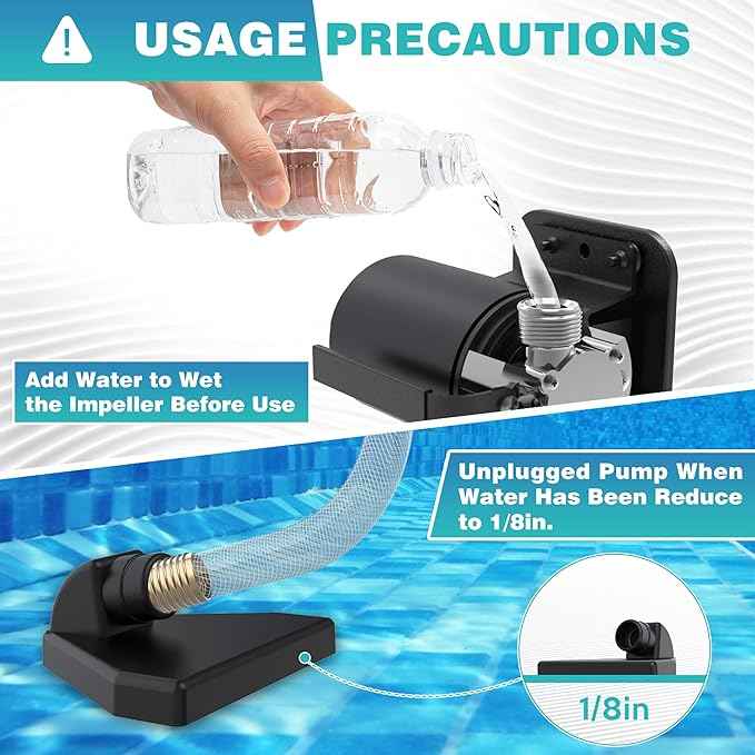Acquaer Portable Electric Utility Water Transfer Pump 1/10 HP with Suction Hose Kit, Low Suction Water Removal for Water Beds, Pools, Rain Barrel, Aquariums, RV