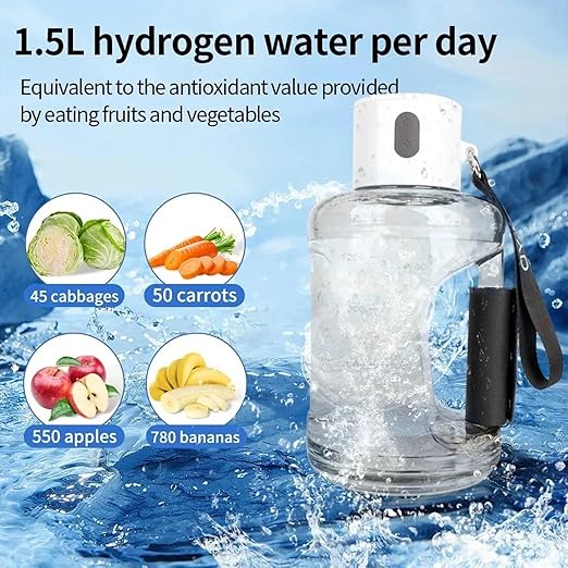 Portable Hydrogen Water Bottle, 1.5L Large Hydrogen Water Generator for Home, Office, Travel, Drinking, Outdoor Adventure(Blue)
