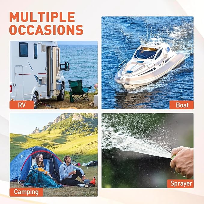High Pressure 12 Volt RV Water Diaphragm Pump 5.5GPM 70PSI,On Demand 12V DC Self Priming Water Pump with Smart Pressure Switch,Fresh Wash Down for Boat Camper Marine Sprayer Garden Off-grid