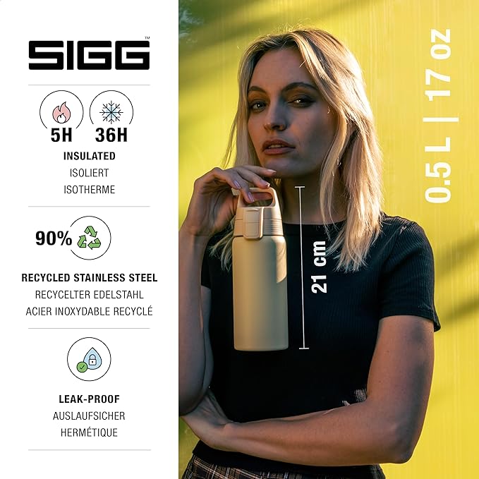 SIGG - Shield Therm- Stainless Steel Insulated Water Bottle - Carbonated Drinks, Leakproof, BPA Free, Recycled, 25, 34Oz