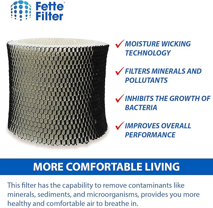 Fette Filter - Humidifier Wicking Filter Compatible with Holmes HWF65, HWF65PDQ-U - Filter C. (Pack of 6)