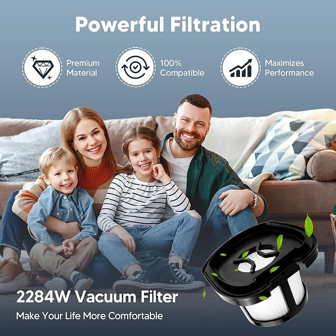 2284W 2390A Vacuum Filter Replacement for Bissell Pet Hair Eraser Filter Hand Vacuum 2390 2389 2579, Compared to Part # 1614212 1614203 1614204 (4 Mesh Filter and 8 Foam Filter) - AquaVibe