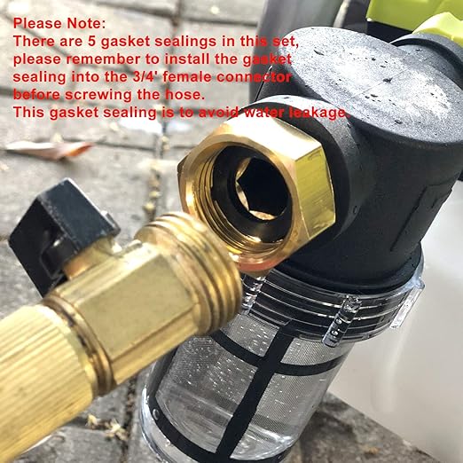 STYDDI Garden Hose Inlet Filter for High Pressure Washer, Garden Hose Water Sediment Filter Attachment with 100 Mesh Screen for Power Washer, Transfer Pump, Rain Barrels, Outdoor Spigots - AquaVibe