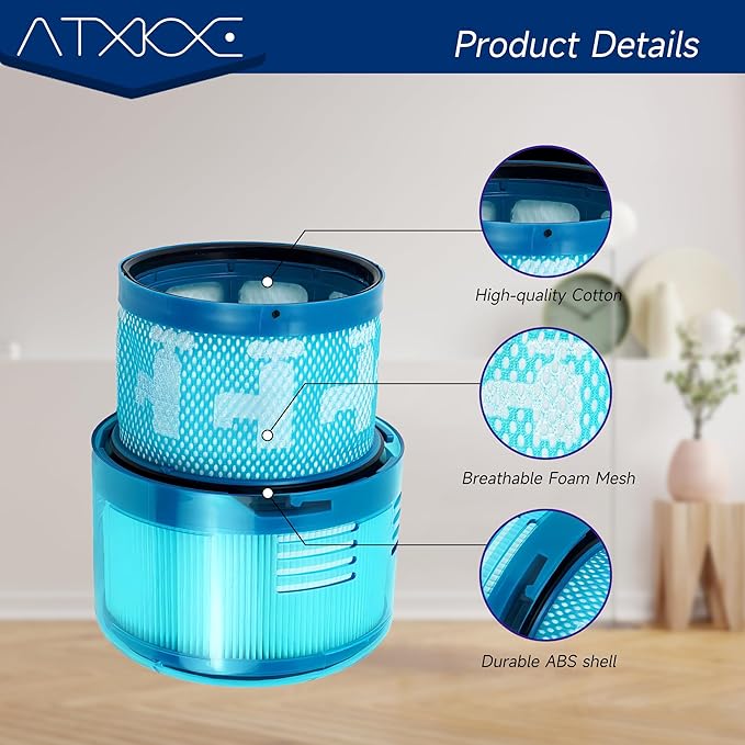 ATXKXE Gen5 Filter Replacement, Compatible with Dyson Gen5detect Absolute, Gen5outsize Absolute, Gen5detect Fluffy Cordless Vacuum Cleaner, 4 Pack Filters and 1 Clean Brush - AquaVibe