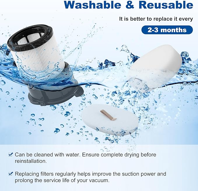 15 Pcs IP1251 IP3251 HEPA Filter Replacement Compatible with Shark Cordless PowerDetect Clean and Empty Lightweight Stick Vacuum, 2 Post-Motor HEPA Filter, 6 Pre-Motor Filter sets, 1 Cleaning Brush - AquaVibe