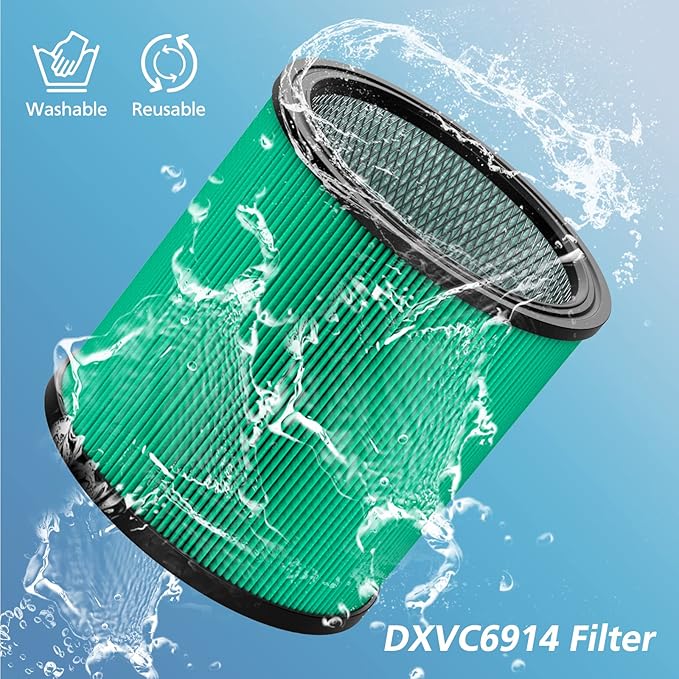 DXVC6914 Cartridge Filter Replacement Compatible with DeWalt DXV06P DXV09P DXV10P DXV10PL DXV10SA DXV12P DXV14P DXV16P Wet/Dry Vac Vacuum Cleaner (NOT fits for DXV06G/ DXV08S) 2 Pack - AquaVibe