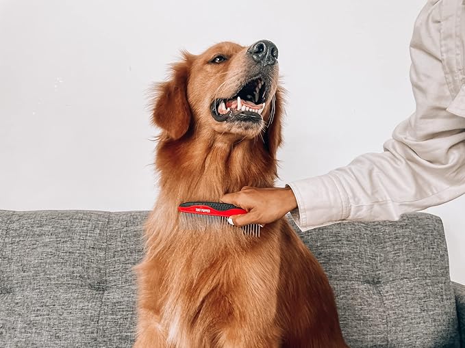 Tuff Pupper Dog Grooming Comb Set | Easily & Safely Remove Dead, Matted Knotted Hair | Ergonomic Pet Detangling Combs | No-Slip Safety Handle For Precision Control | Rounded Tips Prevent Scratching - AquaVibe