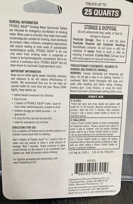 Shield Safety - Water Purification Tablets - 50 ct.