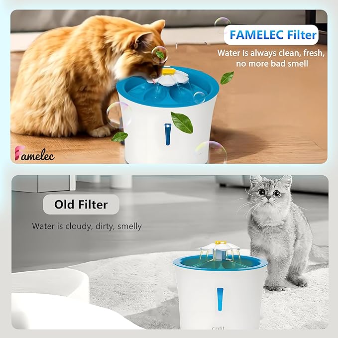 10 Pack Cat Water Filter Compatible with Catit Filters, Fit for 3L and 2L Flower Catit Water Fountain Filters, Triple Filtration Action Replacement for Catit Cat Drinking Water Fountains