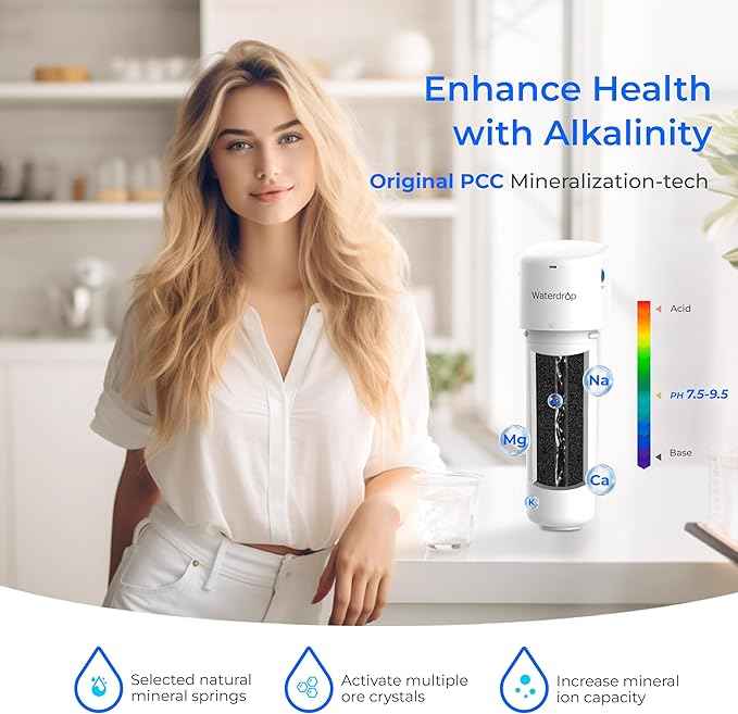 Waterdrop D6 Reverse Osmosis Water Filter, 600 GPD Under Sink Reverse Osmosis System, Reduce PFAS, 2:1 Pure to Drain, with Waterdrop Alkaline Water Filter System for Sink WD-ALK16